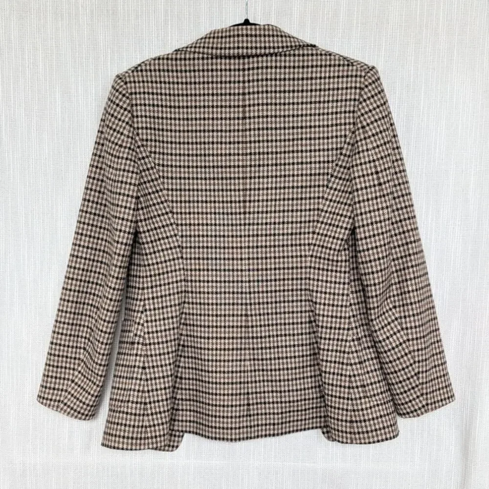 Rag&bone Drew Italian Houndstooth Wool Blazer Womens 0 Brown Single-breasted